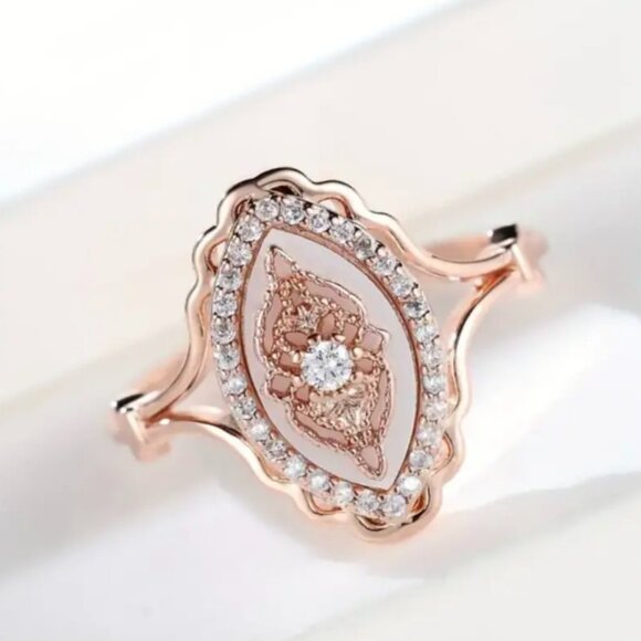 14K Rose Gold Plated Bohemian Style Accent Ring Size 7 - Picture 3 of 4